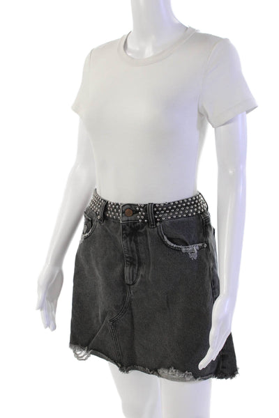 DL1961 Womens Cotton Zip Button Lined Short Denim Skirt Gray Size EUR 27