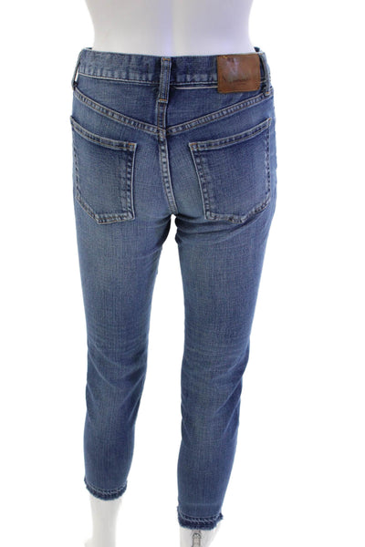 Moussy Womens Cotton Zip Button Distressed Slim Leg Denim Jeans Blue Size EUR 26
