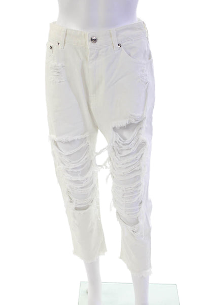 Ser.O.Ya Womens Distressed Omar Drop Crotch Boyfriend Jeans White Size 23