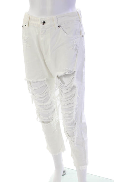 Ser.O.Ya Womens Distressed Omar Drop Crotch Boyfriend Jeans White Size 23