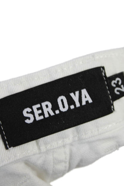 Ser.O.Ya Womens Distressed Omar Drop Crotch Boyfriend Jeans White Size 23
