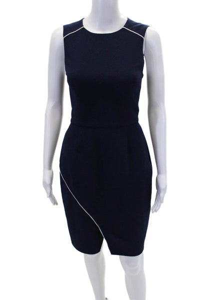 Slate & Willow Womens Sleeveless Zippered Knee Length Dress Blue Size 4