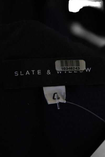 Slate & Willow Womens Sleeveless Zippered Knee Length Dress Blue Size 4