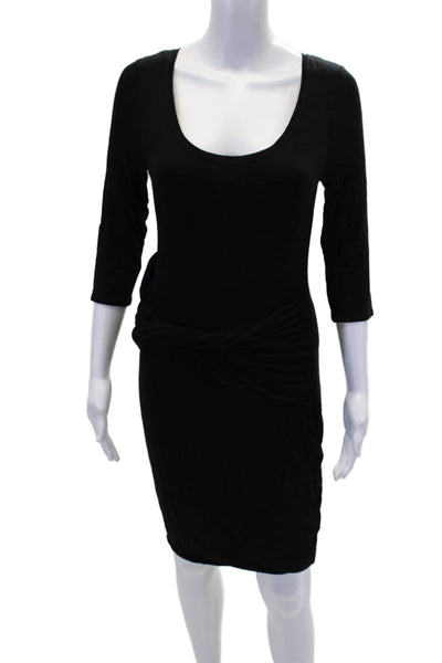 Rachel Rachel Roy Womens Stretch 3/4 Sleeve Tied Mini Dress Black Size M