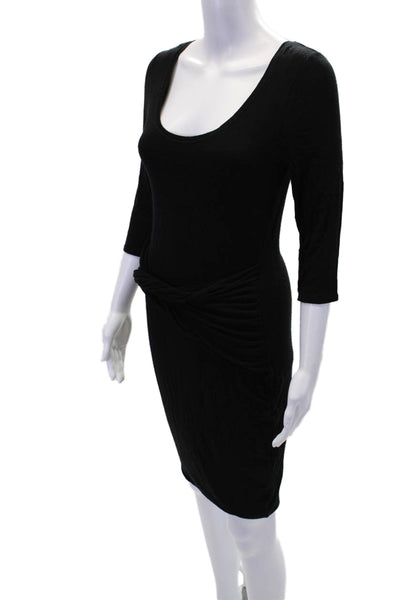 Rachel Rachel Roy Womens Stretch 3/4 Sleeve Tied Mini Dress Black Size M