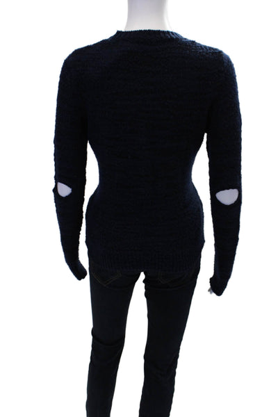 Raquel Allegra Womens Merino Wool Crew Neck Long Sleeve Sweater Blue Size 0