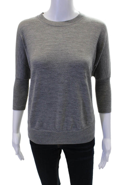 J Crew Womens Merino Wool Crew Neck Long Sleeve Sweater Light Gray Size XXS