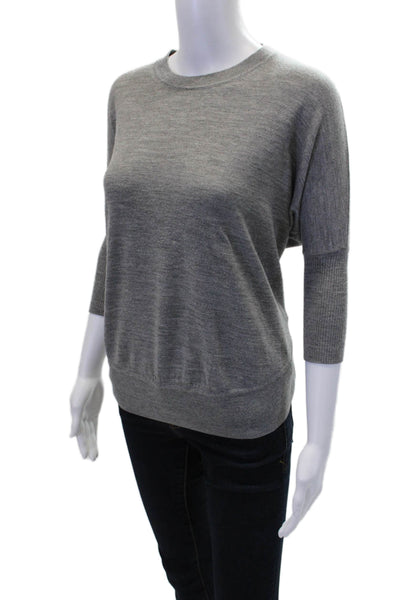 J Crew Womens Merino Wool Crew Neck Long Sleeve Sweater Light Gray Size XXS