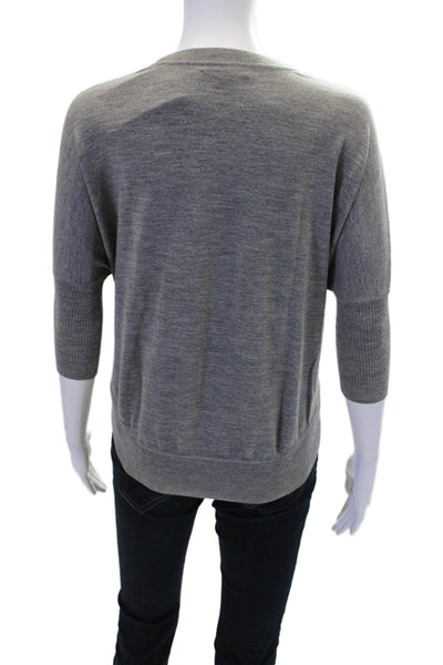 J Crew Womens Merino Wool Crew Neck Long Sleeve Sweater Light Gray Size XXS
