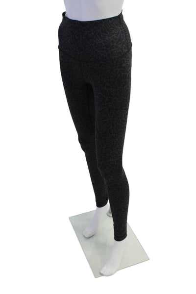 Lululemon Womens High Rise Abstract Printed Knit Leggings Gray Black Size 4