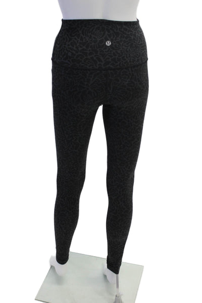 Lululemon Womens High Rise Abstract Printed Knit Leggings Gray Black Size 4