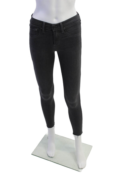Rag & Bone Jean Womens Zipper Fly Mid Rise Fringe Skinny Jeans Gray Size 25