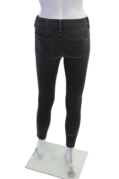 Rag & Bone Jean Womens Zipper Fly Mid Rise Fringe Skinny Jeans Gray Size 25