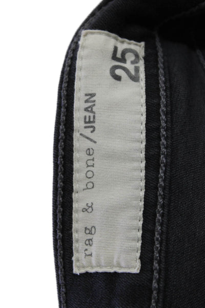 Rag & Bone Jean Womens Zipper Fly Mid Rise Fringe Skinny Jeans Gray Size 25