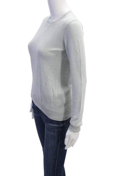 Theory Womens Long Sleeve Crew Neck Open Knit Sweater Blue Linen Size Small