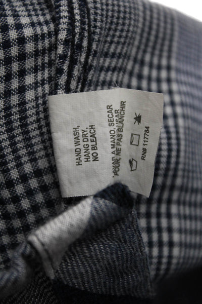 Rails Womens Button Front Long Sleeve Collared Gingham Shirt Blue White Small