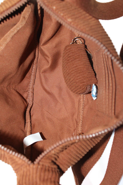 Sincerely Jules Womens Adjustable Strap Pocket Front Corduroy Belt Bag Brown