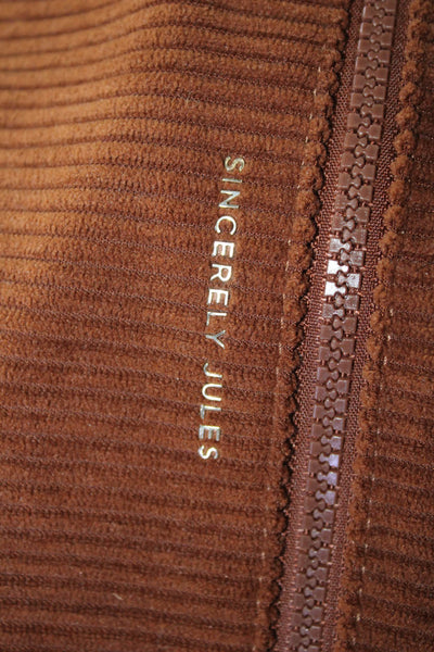 Sincerely Jules Womens Adjustable Strap Pocket Front Corduroy Belt Bag Brown