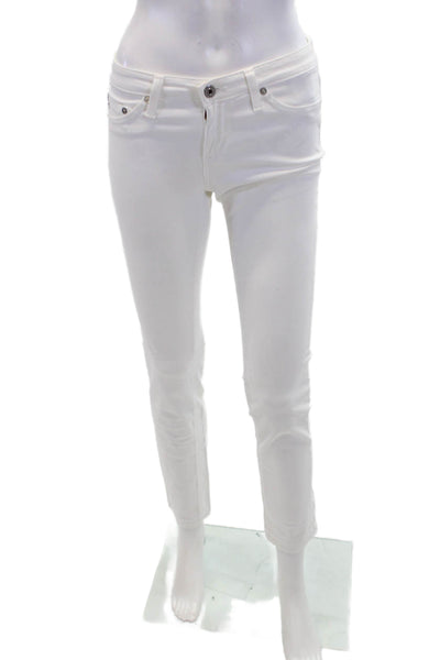 AG Adriano Goldschmied Womens Mid Rise Cigarette Leg Jeans White Size 25