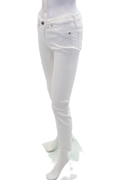 AG Adriano Goldschmied Womens Mid Rise Cigarette Leg Jeans White Size 25