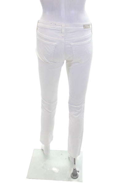 AG Adriano Goldschmied Womens Mid Rise Cigarette Leg Jeans White Size 25