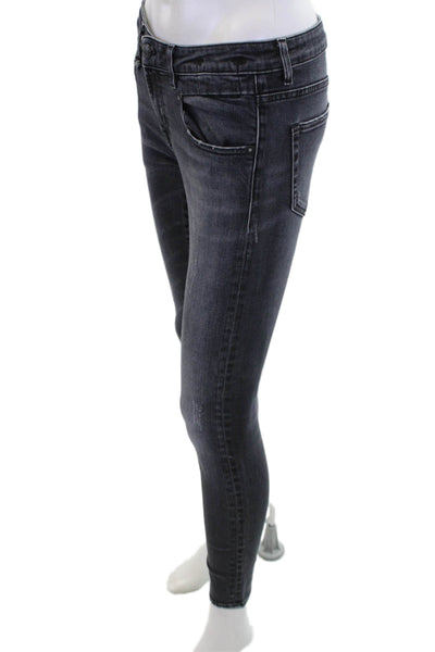 R13 Womens Zipper Fly Mid Rise Skinny Ankle Jeans Gray Denim Size 24