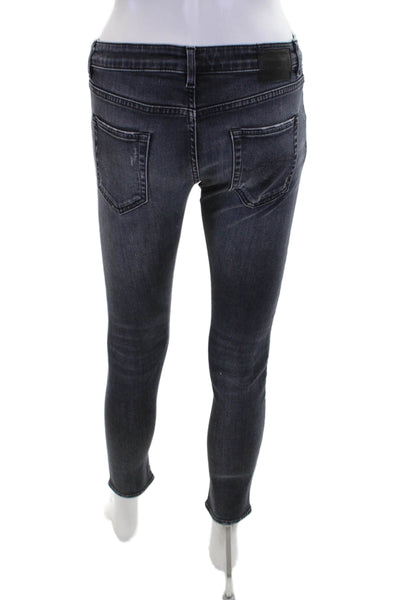 R13 Womens Zipper Fly Mid Rise Skinny Ankle Jeans Gray Denim Size 24
