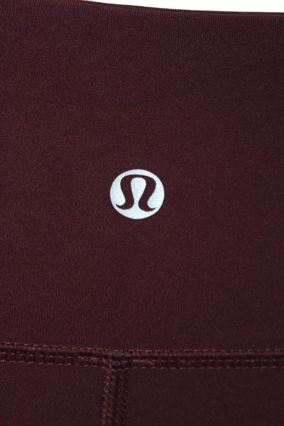 Lululemon Womens Elastic Waistband Mid Rise Cropped Leggings Burgundy Size 4