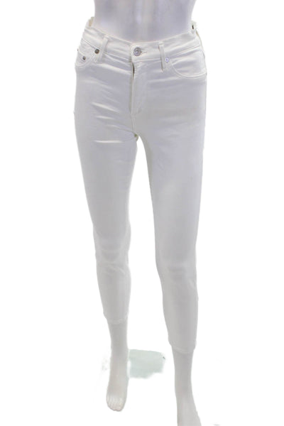 Citizens of Humanity Womens Zipper Fly High Rise Rocket Crop Jeans White Size 25