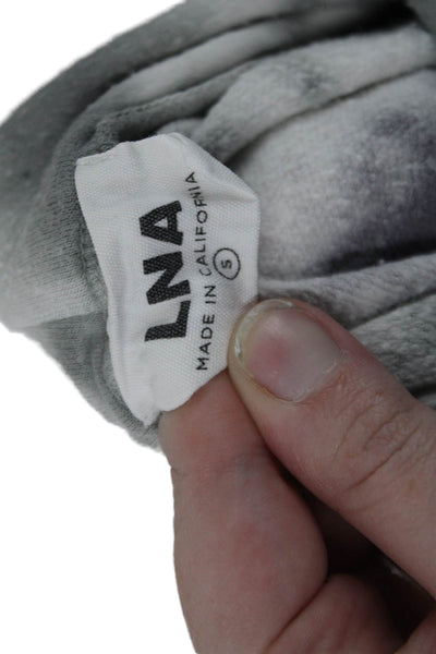 LNA Womens Pullover Long Sleeve Tie Dyed Hoodie Sweater White Gray Size Small