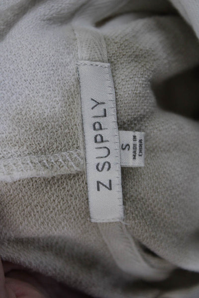 Z Supply Womens Pullover Drawstring Tie Dyed Hoodie Sweatshirt White Brown Small