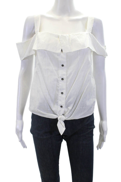 Intermix Womens Cotton Flap Neckline Button Down Sleeveless Tank White Size M