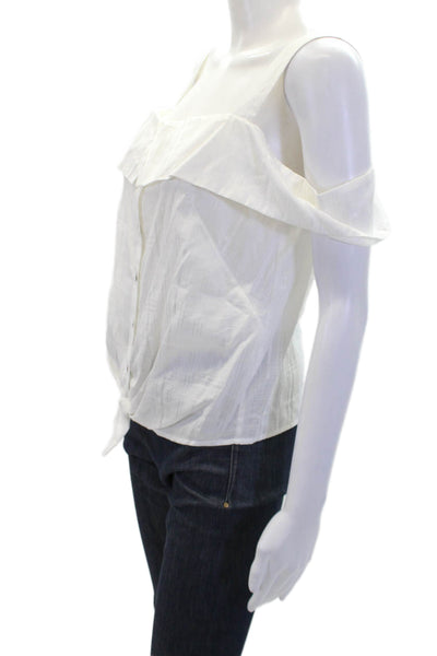 Intermix Womens Cotton Flap Neckline Button Down Sleeveless Tank White Size M