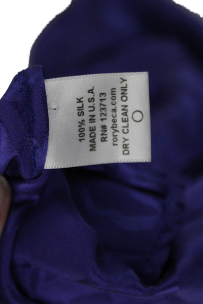 Rory Beca Womens Silk Wrap Waist V-Neck Sleeveless Blouse Purple Size S