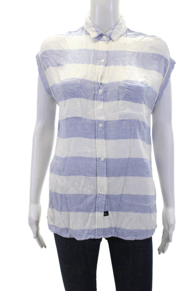 Rails Womens Striped Collared Button Down Sleeveless Top White Size XS