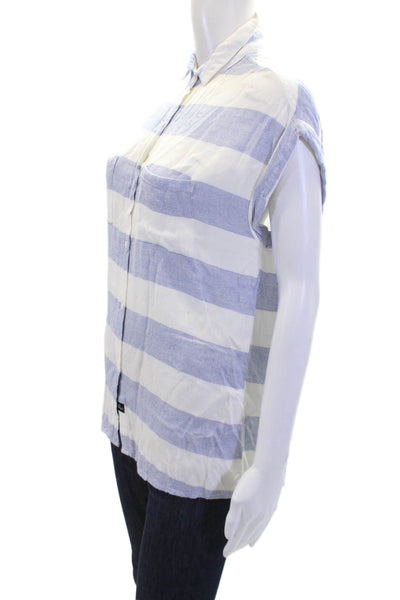 Rails Womens Striped Collared Button Down Sleeveless Top White Size XS