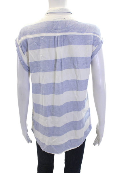 Rails Womens Striped Collared Button Down Sleeveless Top White Size XS