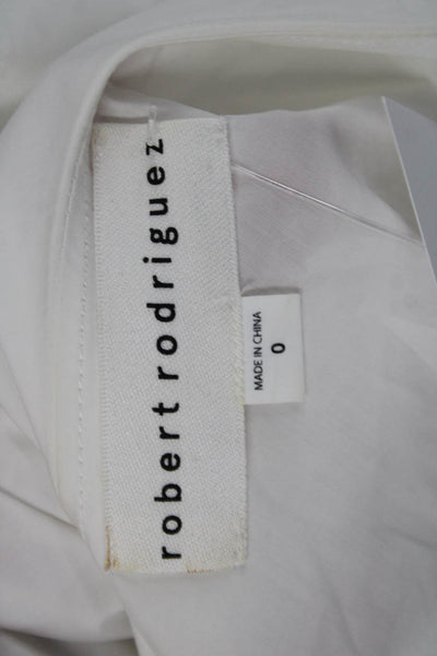 Robert Rodriguez Womens Cotton One Sleeve Flap Round Neck Blouse White Size 0