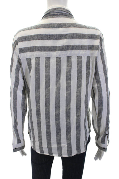 One by One Teaspoon Womens Cotton Striped Collared Button Up Top White Size 2XS