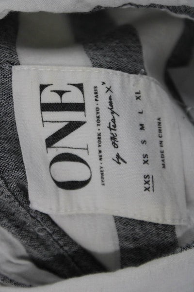 One by One Teaspoon Womens Cotton Striped Collared Button Up Top White Size 2XS