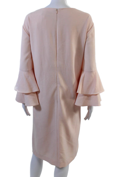 Tahari Arthur S Levine Womens Ruffle Sleeve V Neck Zip Back Dress Pink Size 20W