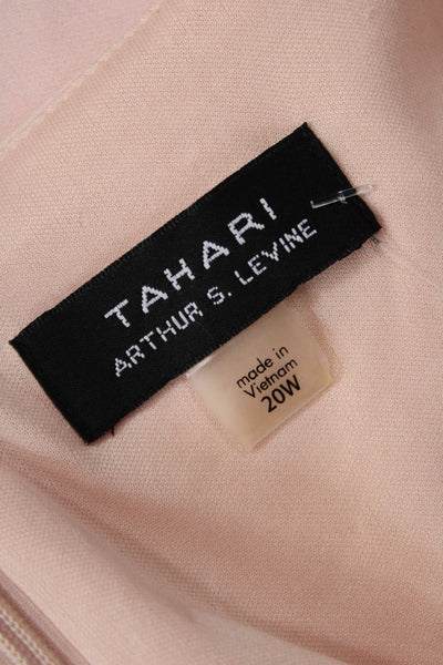 Tahari Arthur S Levine Womens Ruffle Sleeve V Neck Zip Back Dress Pink Size 20W