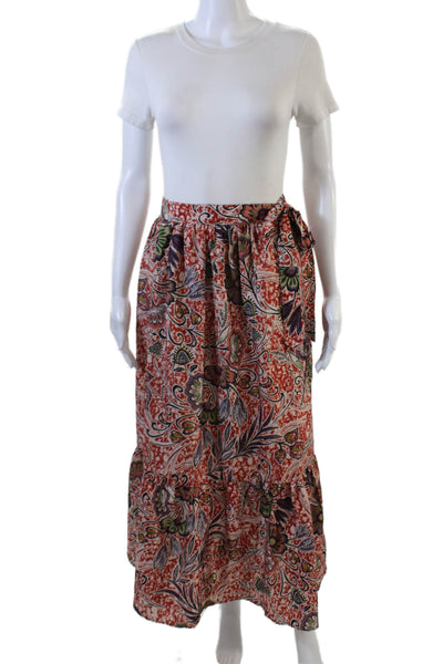 Rachel Zoe Womens Floral Print Tiered Elastic Waist Skirt Multicolor Size M