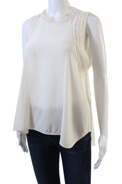 Elizabeth and James Women's Sleeveless Crochet Trim Hi-Lo Blouse Cream Size XS