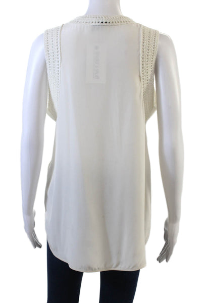 Elizabeth and James Women's Sleeveless Crochet Trim Hi-Lo Blouse Cream Size XS