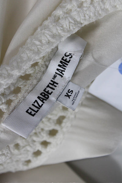 Elizabeth and James Women's Sleeveless Crochet Trim Hi-Lo Blouse Cream Size XS