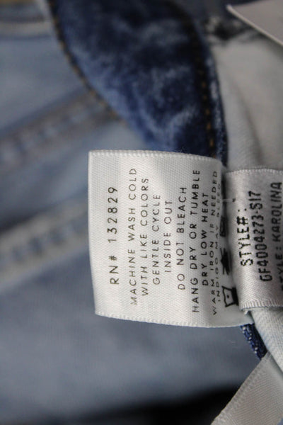 Grlfrnd Women's Midrise Distress Straight Leg Medium Wash Jean Pants Size 28