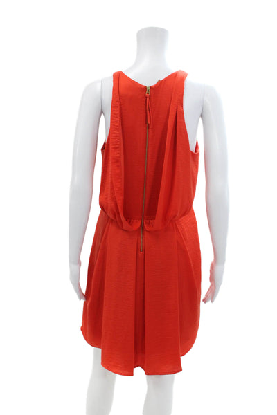 Rebecca Taylor Womens Sleeveless Gathered Blouson Dress Orange Size 4