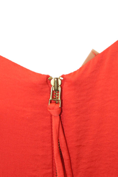 Rebecca Taylor Womens Sleeveless Gathered Blouson Dress Orange Size 4