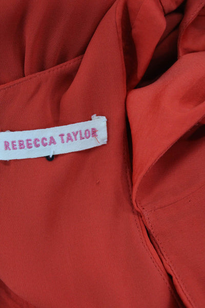 Rebecca Taylor Womens Sleeveless Gathered Blouson Dress Orange Size 4